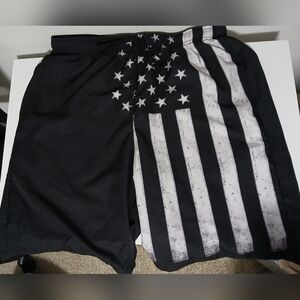 Men's‎ American Flag Black & White Swim Trunks